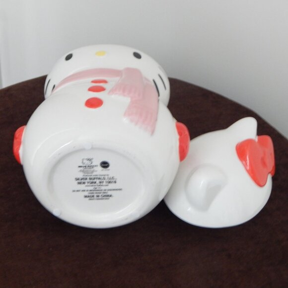 New Sanrio Hello Kitty Holiday Snowman 3D Sculpted Ceramic LRG Canister Jar Set - Picture 10 of 10